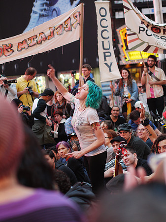 Lauren DiGioia speaking at Occupy Wall Street/Times Square on May 15, 2012