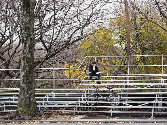 Central Park West, reviewing stands for the Thanksgiving Parade