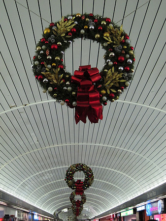 Christmas wreaths, Penn Station