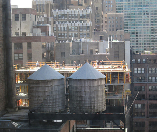 Water tanks and construction workers, Hell's Kitchen