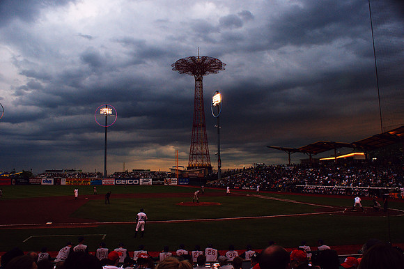 Keyspan Park, Brooklyn NY, and the Parachute Jump at sunset