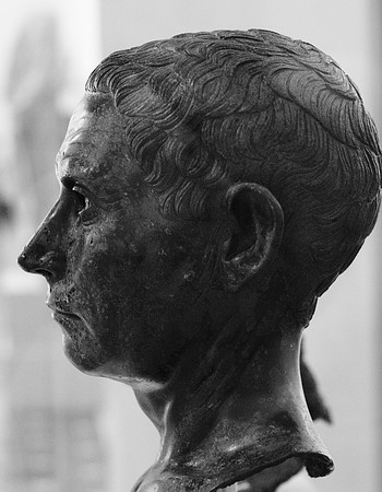 Bronze head in profile