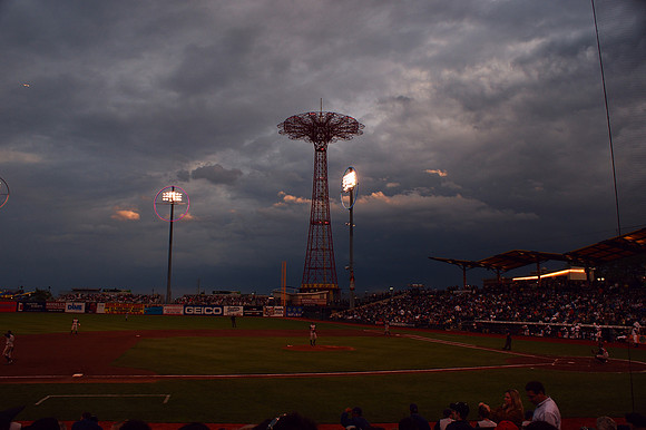 Keyspan Park, Brooklyn NY, and the Parachute Jump at dusk