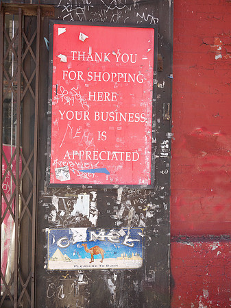 Defunct candy store sign