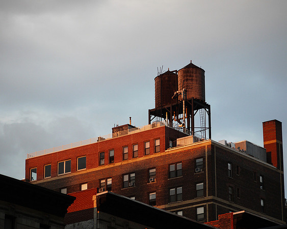 Water tanks at sunset, Morningside Heights