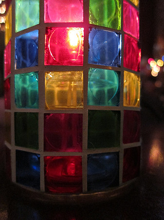 Candle holder in a pub