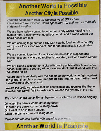Flyer from Occupy Wall Street: Times Square rally on May 15, 2012