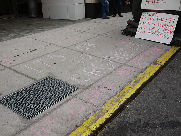 Picket line chalking