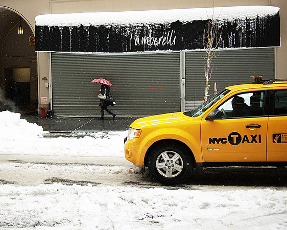 snow, roll-down gate, pedestrian, taxi