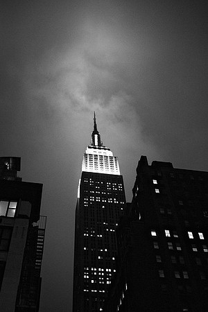Empire State Building, cloudy evening