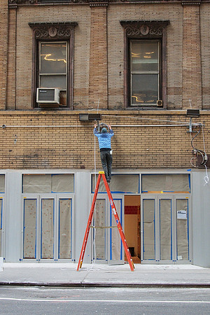 working on the facade