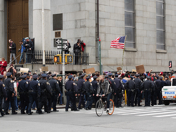 Occupy Wall Street: passing the Church of St. Peter