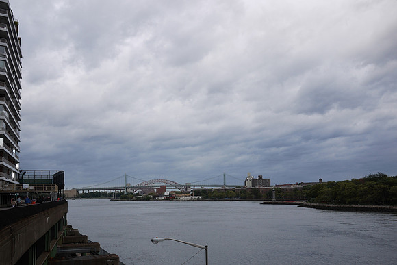 East River, with Triboro and Hell Gate bridges, seen from 81st Street