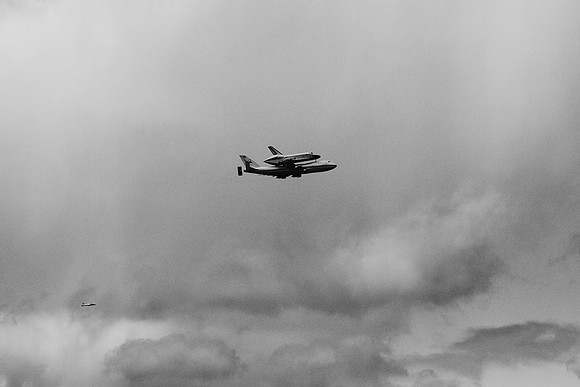 Space Shuttle Enterprise over the Hudson River