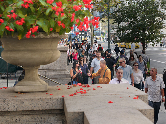By the New York Public Library, 42nd Street