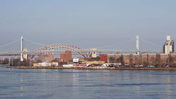 Waterfront of Astoria, with the Triboro and Hell Gate bridges