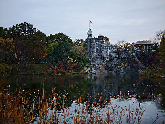 Fall: Belvedere Castle and Ducks on Turtle Pond