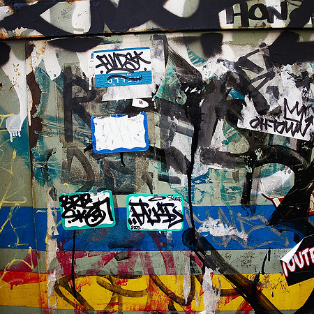 graffiti on a telephone company work cart, Washington Square