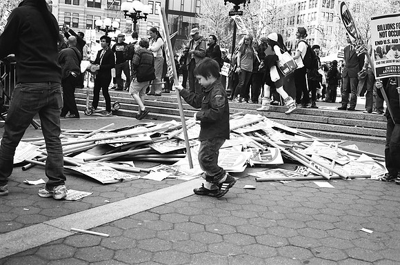 At a Union Square anti-war protest
