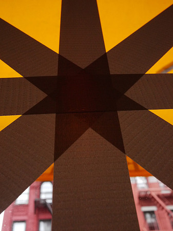 Taped-up restaurant window after Hurricane Irene, 2011