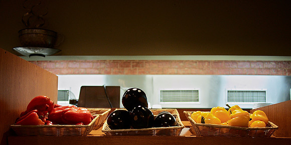At a Manhattan Diner: Peppers and Eggplants