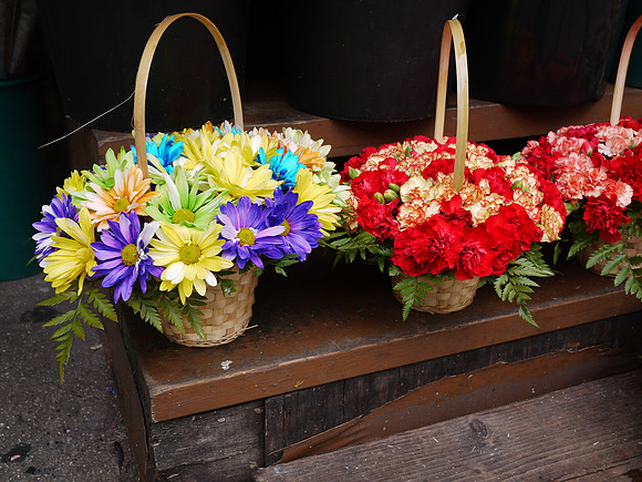 Flower baskets, First Avenue and 15th Street
