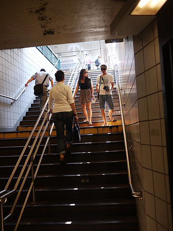 Descending in light, Eighth Avenue 42nd Street subway station